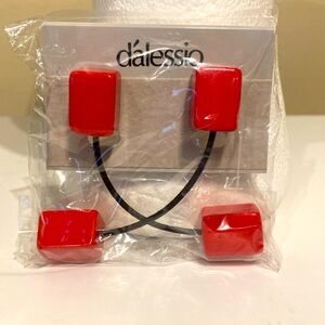Red Vintage Dalessio Earrings Geometric Rectangular Shaped New NWT 80s Vibes